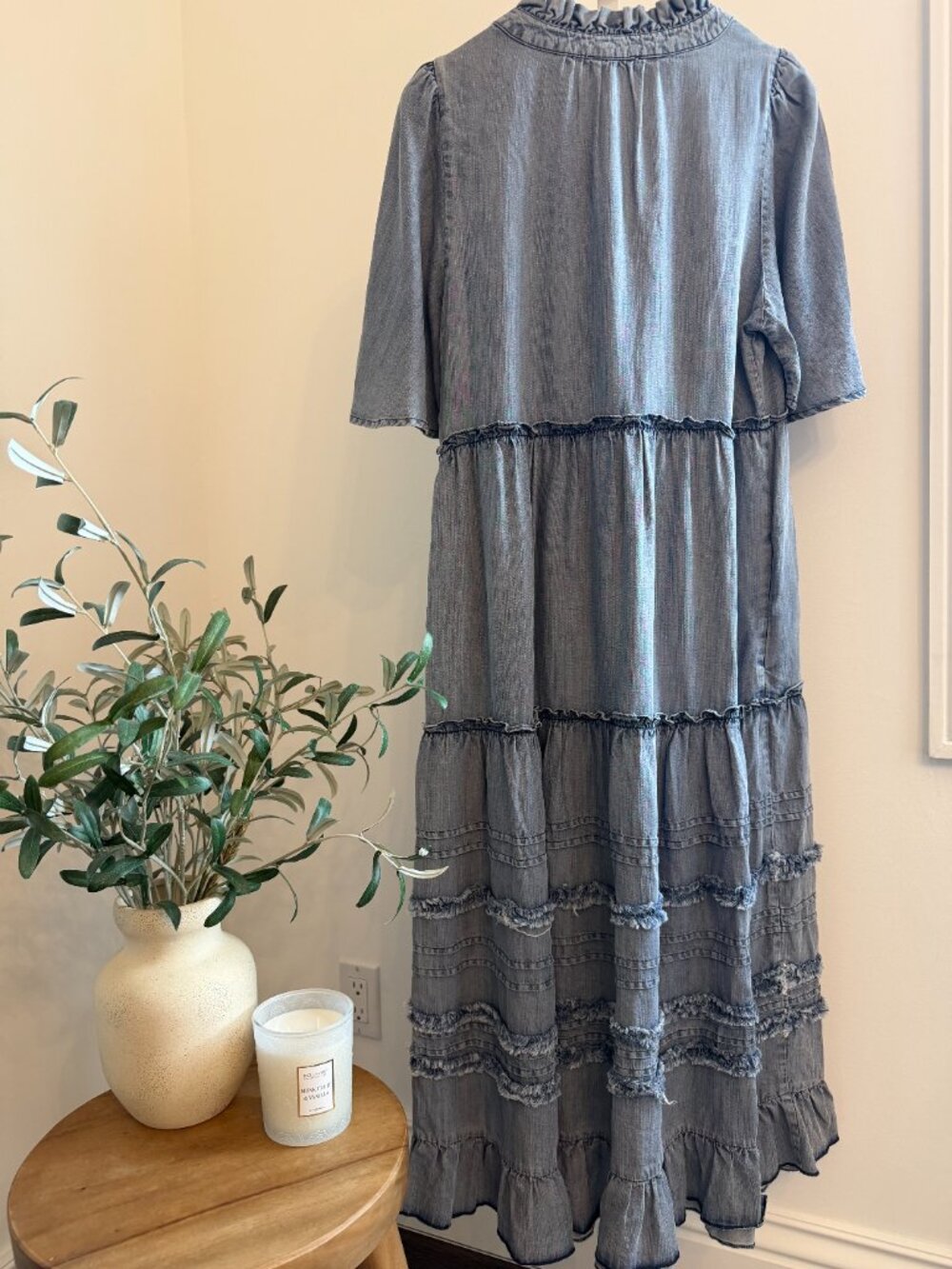 EASEL WASHED DENIM MAXI DRESS 100% TENCEL - Picture 5 of 5